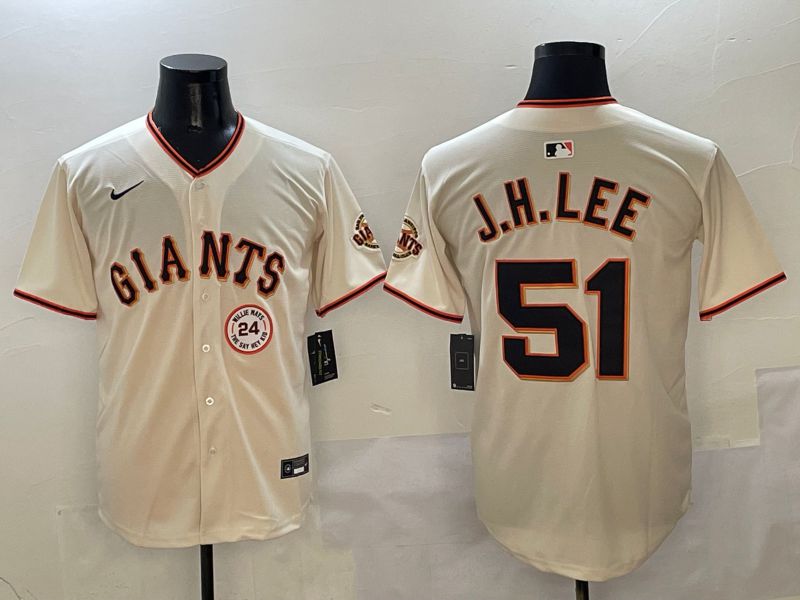 Men San Francisco Giants #51 J.H.Lee Cream Game Nike 2025 MLB Jersey style 6